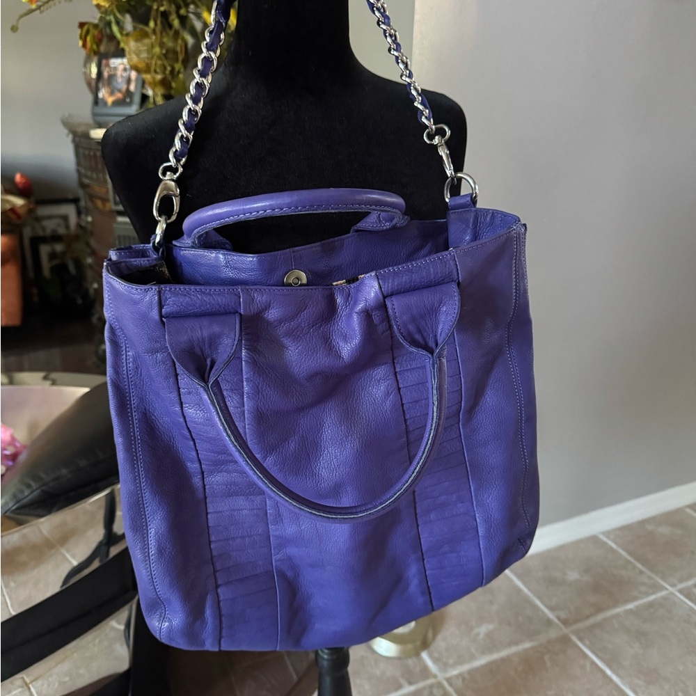 Purple Leather Hobo Bag